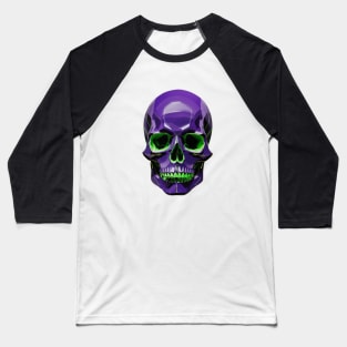 Roses of Darkness: Urban Stylish Green and Violet Skull Aesthetic Artwork for Halloween Baseball T-Shirt